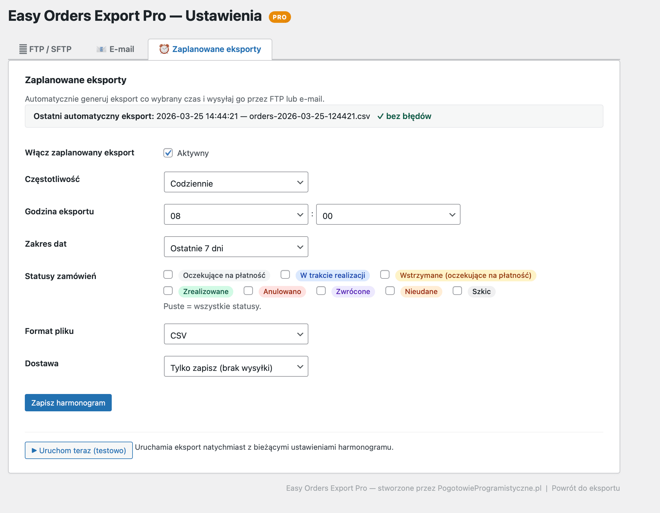 Easy Orders Export PRO - obrazek 3