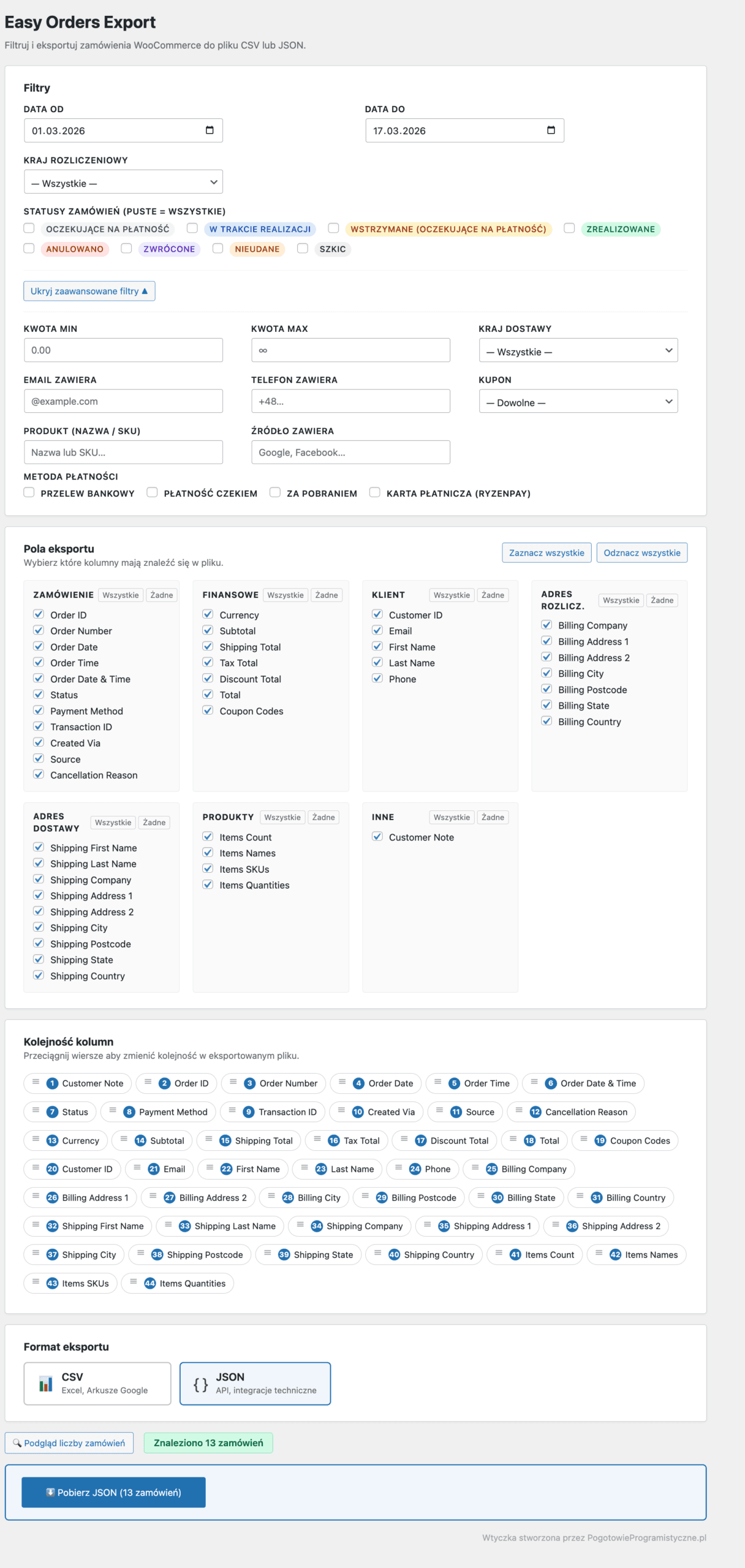 Easy Orders Export - obrazek 2